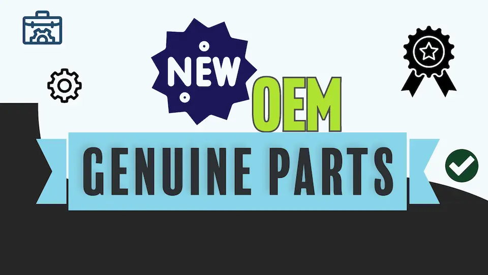 Symbols and words representing new, genuine appliance parts